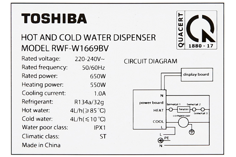 Cây nước nóng lạnh Toshiba RWF-W1669BV(K1) 650WCây nước nóng lạnh Toshiba RWF-W1669BV(K1) 650W