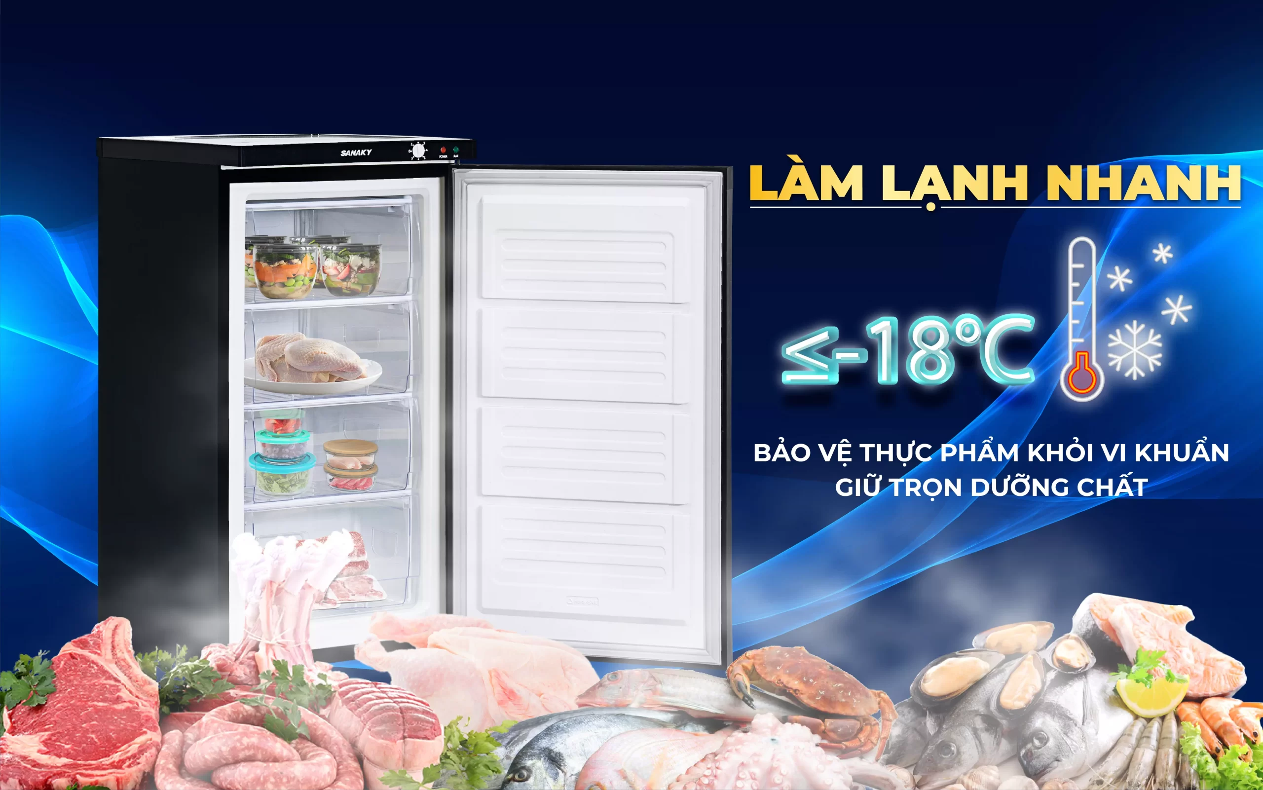 Tủ Đông Sanaky Inverter 118 Lít VH 160VD3