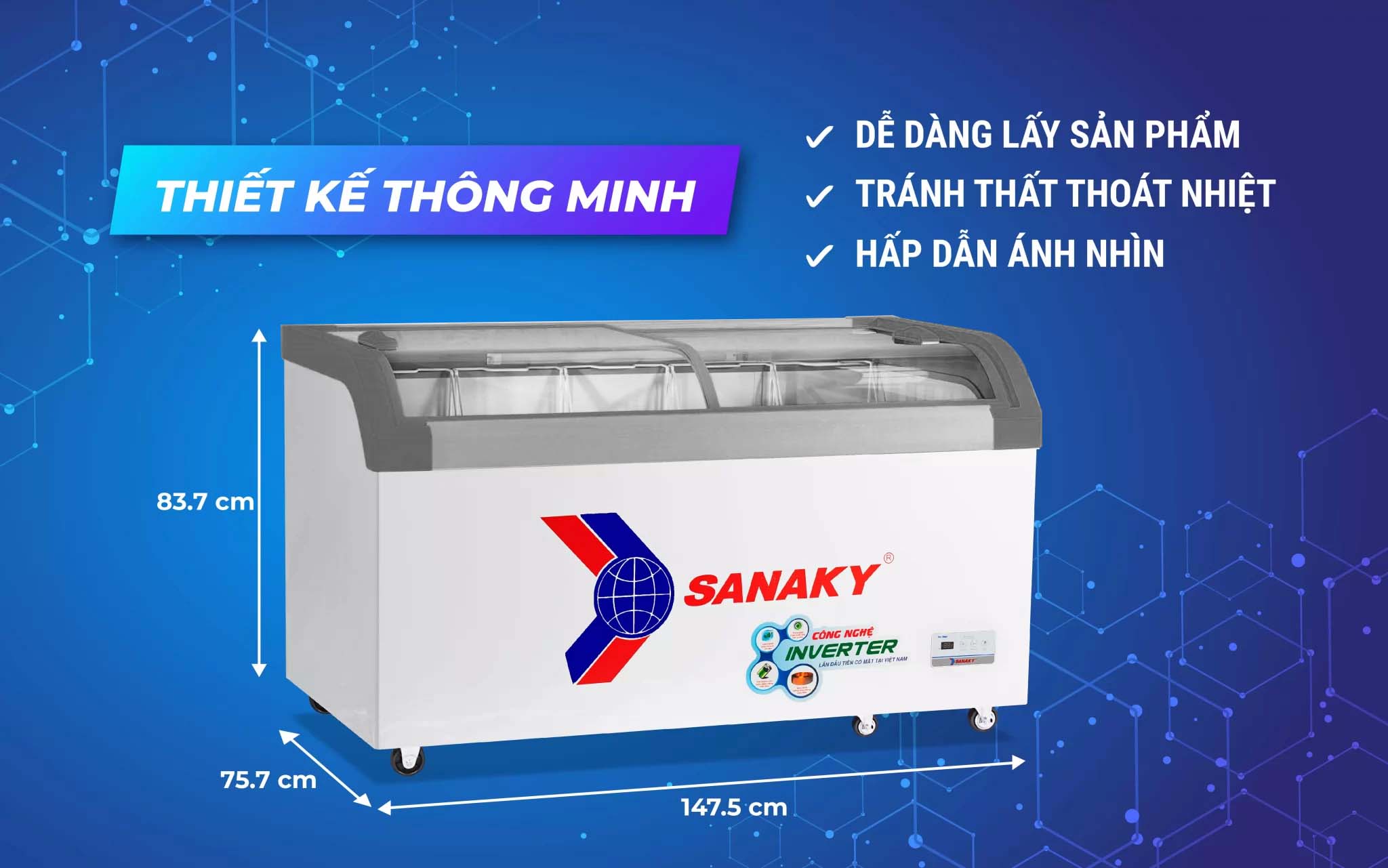 Tủ đông Sanaky 500 lít Inverter VH-899K3A