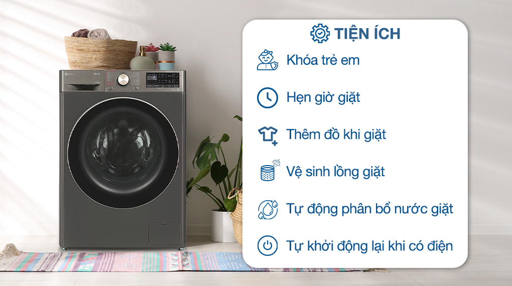 Máy giặt sấy LG Inverter giặt 14 kg - sấy 8 kg FV1414H3BA