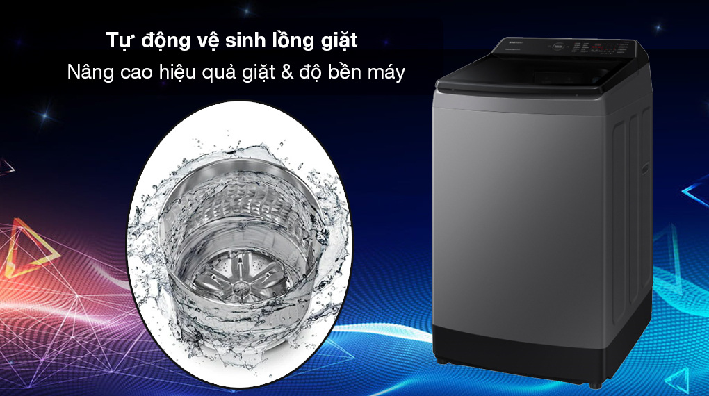 Máy giặt Samsung Inverter 10.5 kg WA10CG5745BDSV - Tự động vệ sinh lồng giặt giúp nâng cao hiệu quả giặt sạch và duy trì độ bền sản phẩm hiệu quả