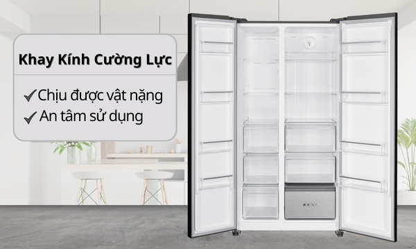 Tủ lạnh Sharp Inverter 532 lít SJ-SBX530V-DS khay kính cường lực