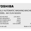 Máy giặt Toshiba Inverter 17 kg AW-DUN1800MV(SG)