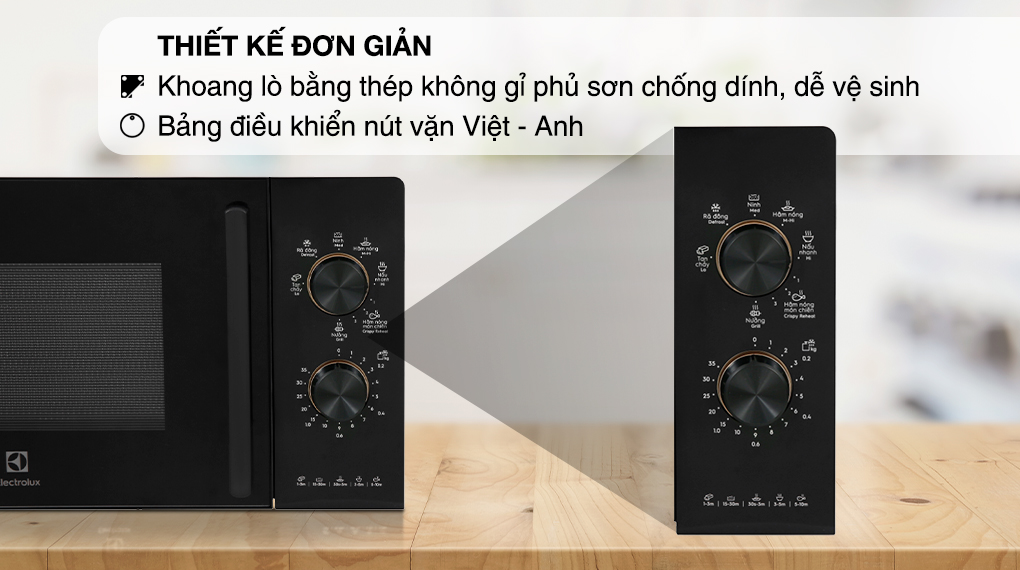 Lò vi sóng có nướng Electrolux EMG20K22B 20 lít - Thiết kế